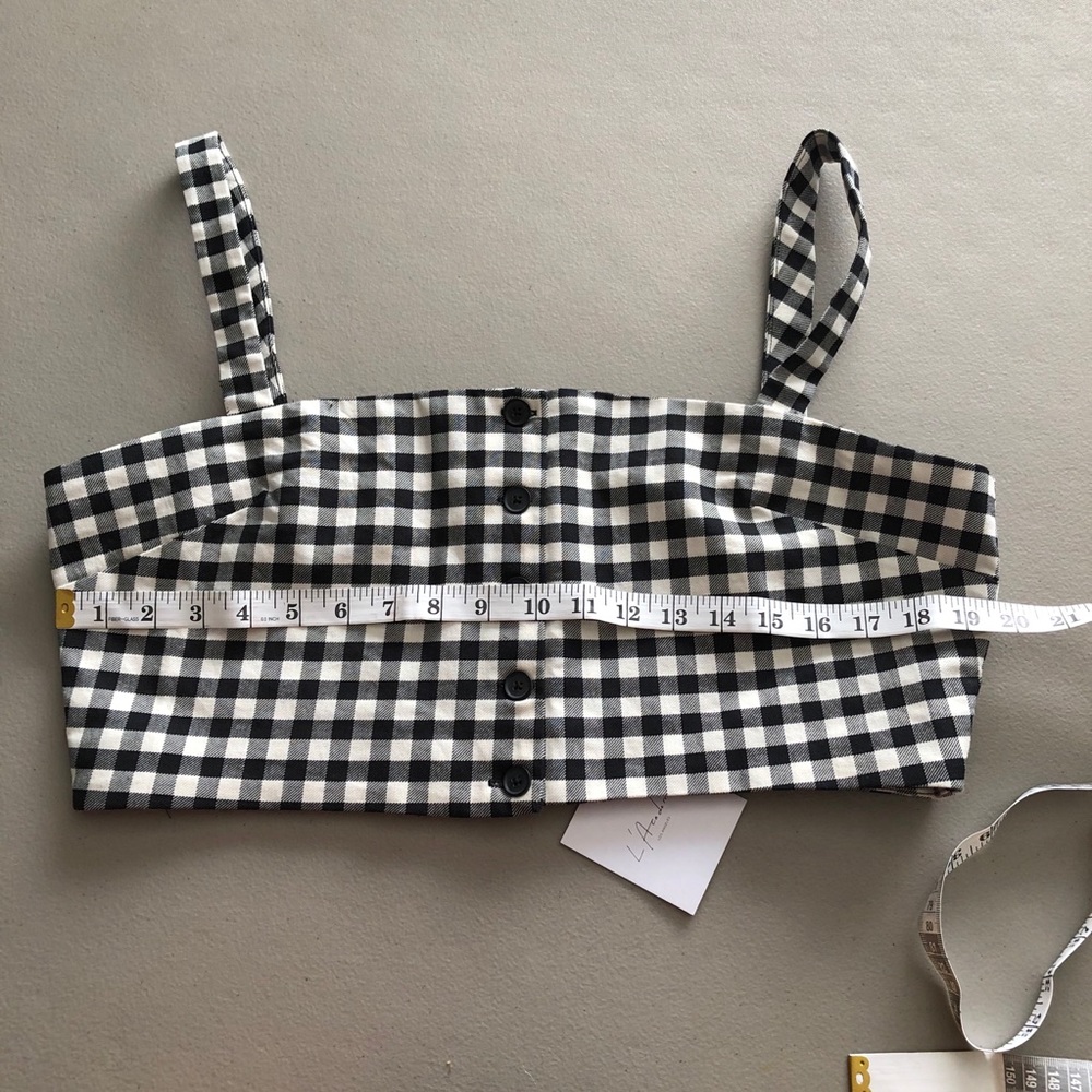 L’Academie Black White Checker Cropped Top XL NWT Coastal Cowgirl - Picture 7 of 11